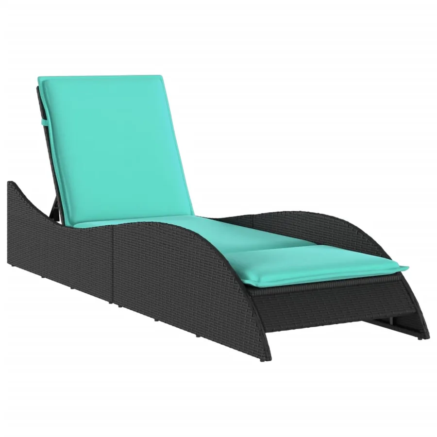 Chaise longue avec coussin Noir 60x205x73 cm Résine tressée - 2