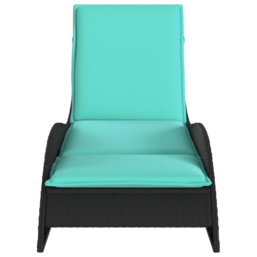 Chaise longue avec coussin Noir 60x205x73 cm Résine tressée - 4