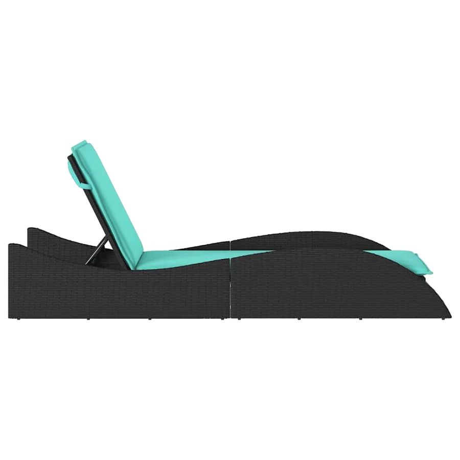 Chaise longue avec coussin Noir 60x205x73 cm Résine tressée - 5