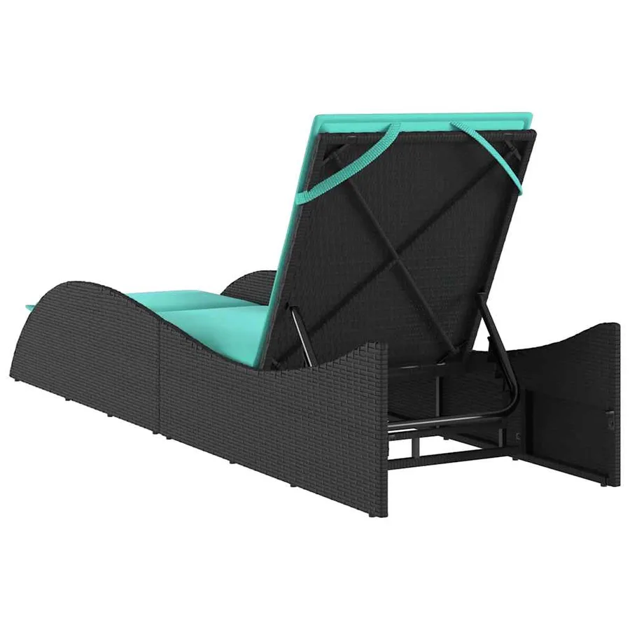 Chaise longue avec coussin Noir 60x205x73 cm Résine tressée - 6