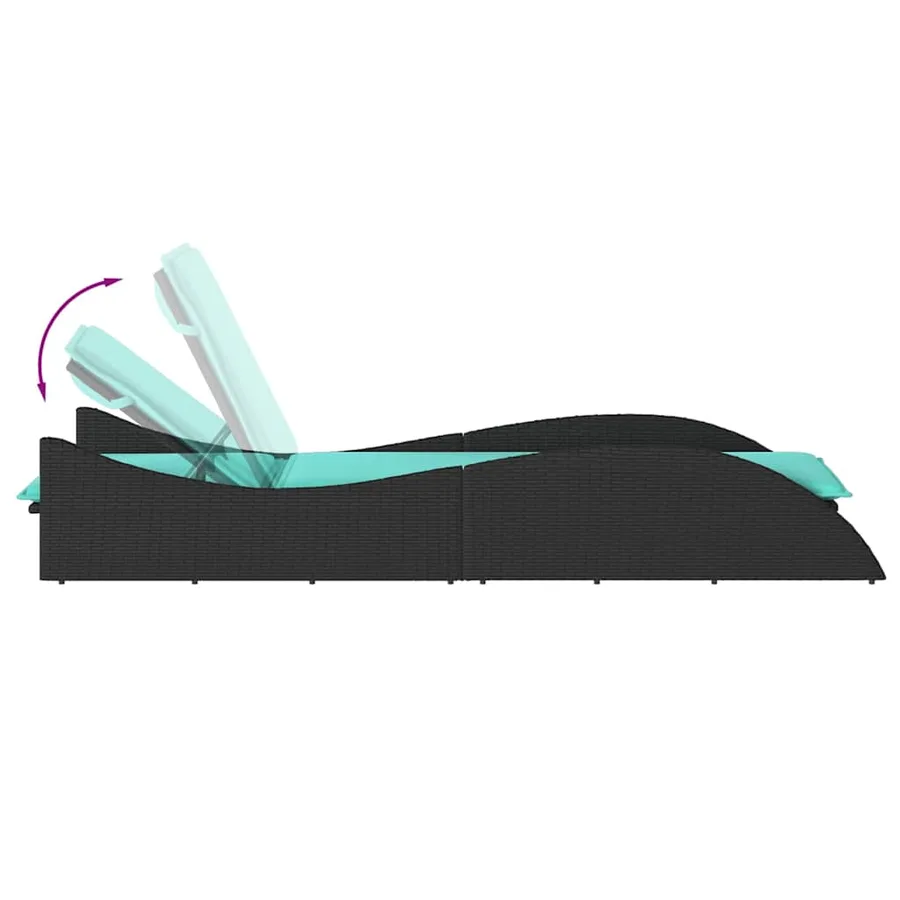 Chaise longue avec coussin Noir 60x205x73 cm Résine tressée - 7