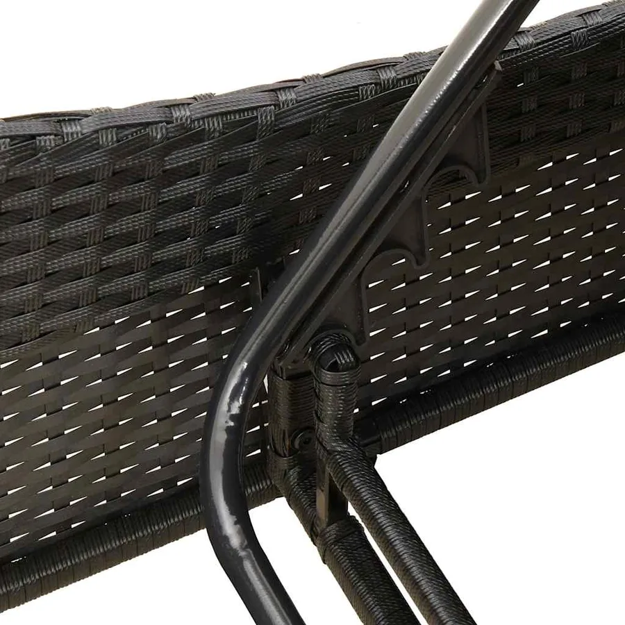 Chaise longue avec coussin Noir 60x205x73 cm Résine tressée - 8