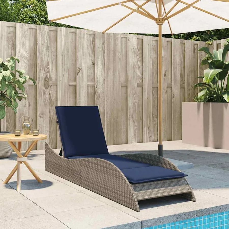 Chaise longue avec coussin Gris 60x205x73 cm Résine tressée - 3