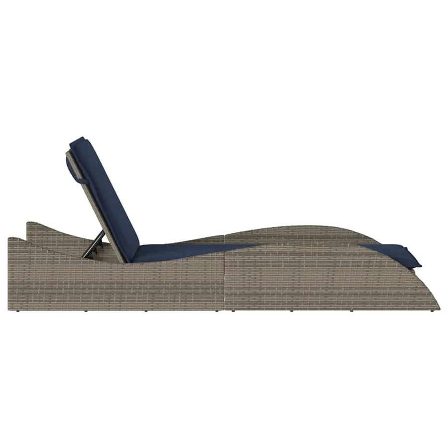 Chaise longue avec coussin Gris 60x205x73 cm Résine tressée - 5