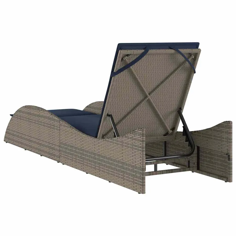 Chaise longue avec coussin Gris 60x205x73 cm Résine tressée - 6