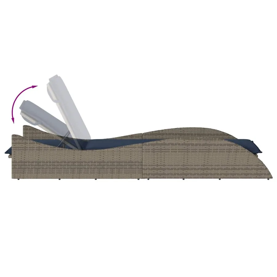 Chaise longue avec coussin Gris 60x205x73 cm Résine tressée - 7