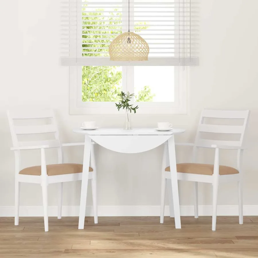 Chaises de salle à manger avec coussins (2 pcs) bois massif blanc caoutchouc - 3