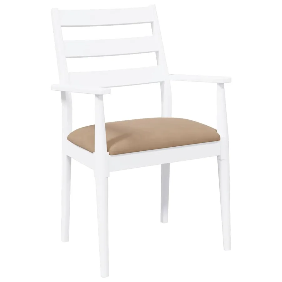 Chaises de salle à manger avec coussins (2 pcs) bois massif blanc caoutchouc - 4