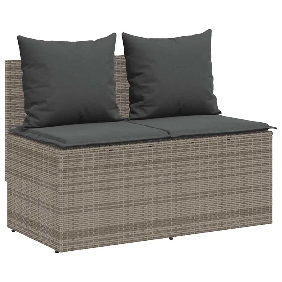 Ensemble de salle à manger de jardin 3 pcs avec coussins gris résine tressée - 4