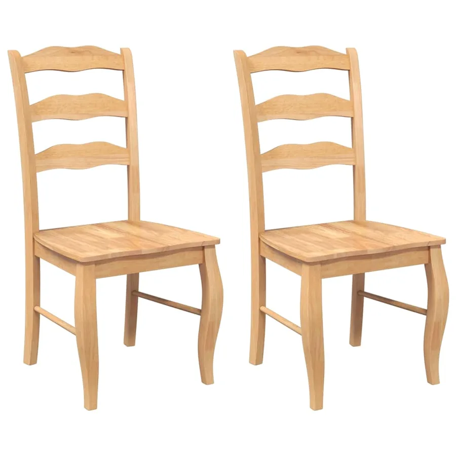 Chaises de salle à manger (lot de 2) en bois massif naturel et caoutchouc - 2
