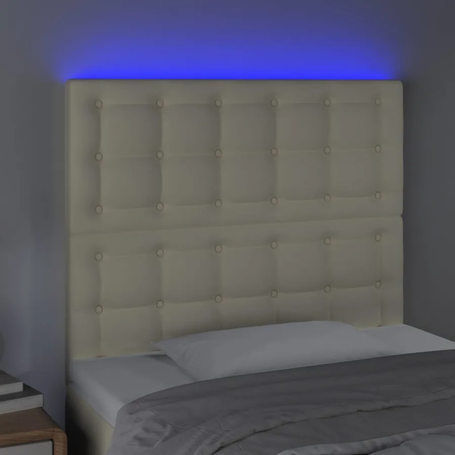 Tête de lit à LED Crème 80x5x118/128 cm Similicuir - 3