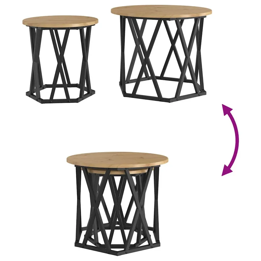 Table d'appoint 2 pcs Chêne artisanal 50 x 50 x 40 cm - 10