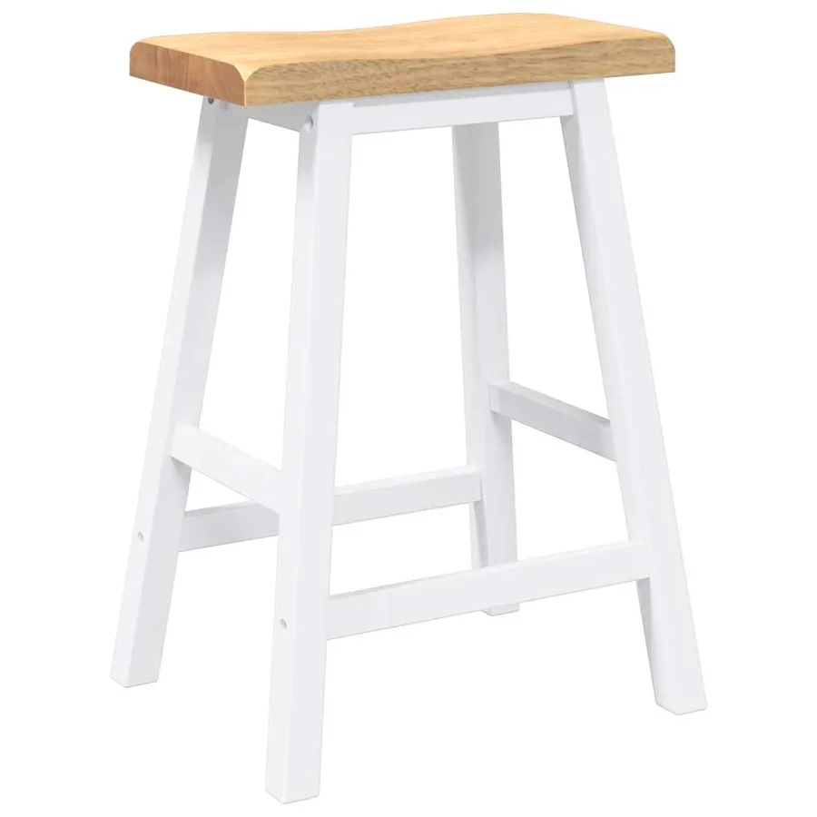 Tabourets de bar (lot de 2) en bois massif blanc et caoutchouc - 4