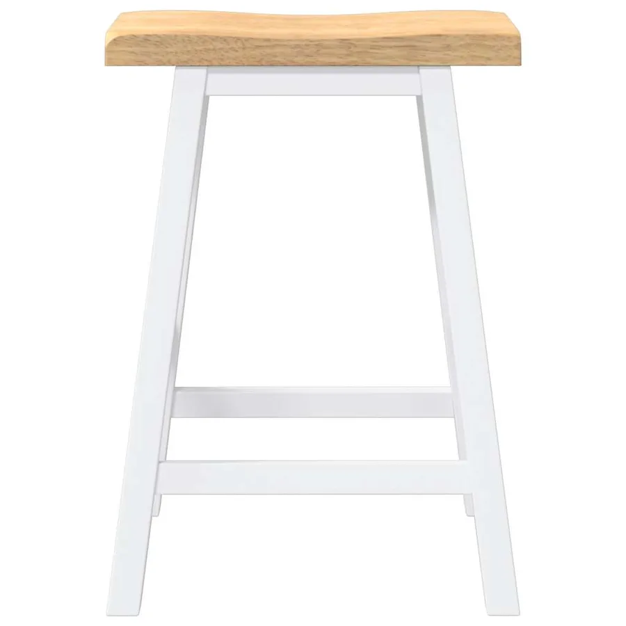 Tabourets de bar (lot de 2) en bois massif blanc et caoutchouc - 5