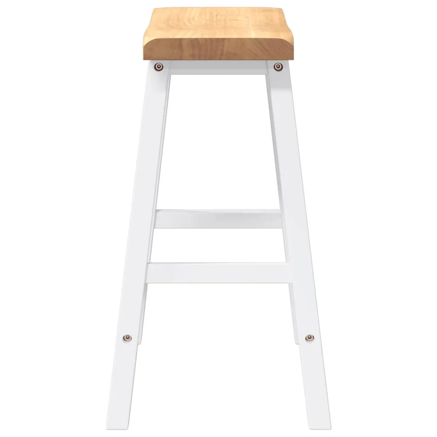 Tabourets de bar (lot de 2) en bois massif blanc et caoutchouc - 6