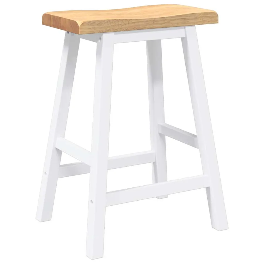 Tabourets de bar (lot de 2) en bois massif blanc et caoutchouc - 7