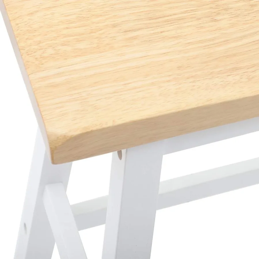 Tabourets de bar (lot de 2) en bois massif blanc et caoutchouc - 8