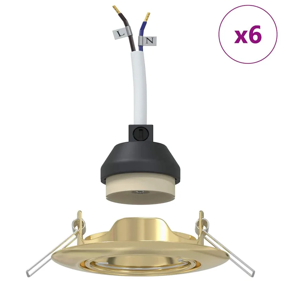 Projecteur 6 pcs Doré 9 x 9 x 2,5 cm Métal - 4