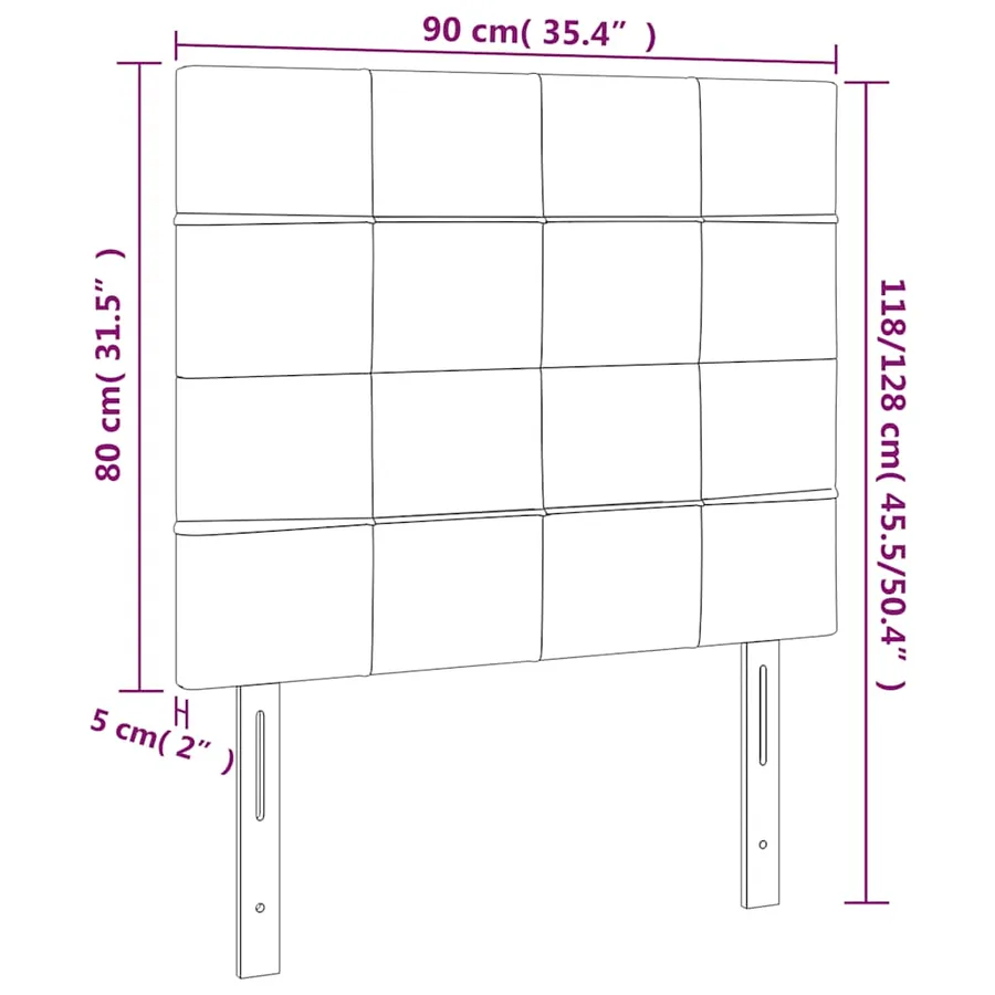 Tête de lit à LED Bleu foncé 90x5x118/128 cm Velours - 7