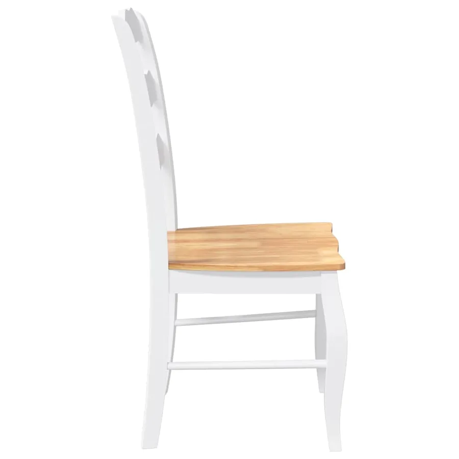 Chaises de salle à manger (lot de 2) en bois massif blanc et caoutchouc - 6