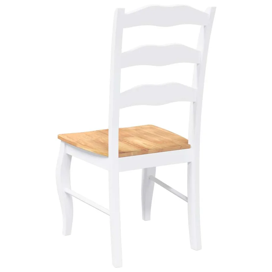 Chaises de salle à manger (lot de 2) en bois massif blanc et caoutchouc - 7