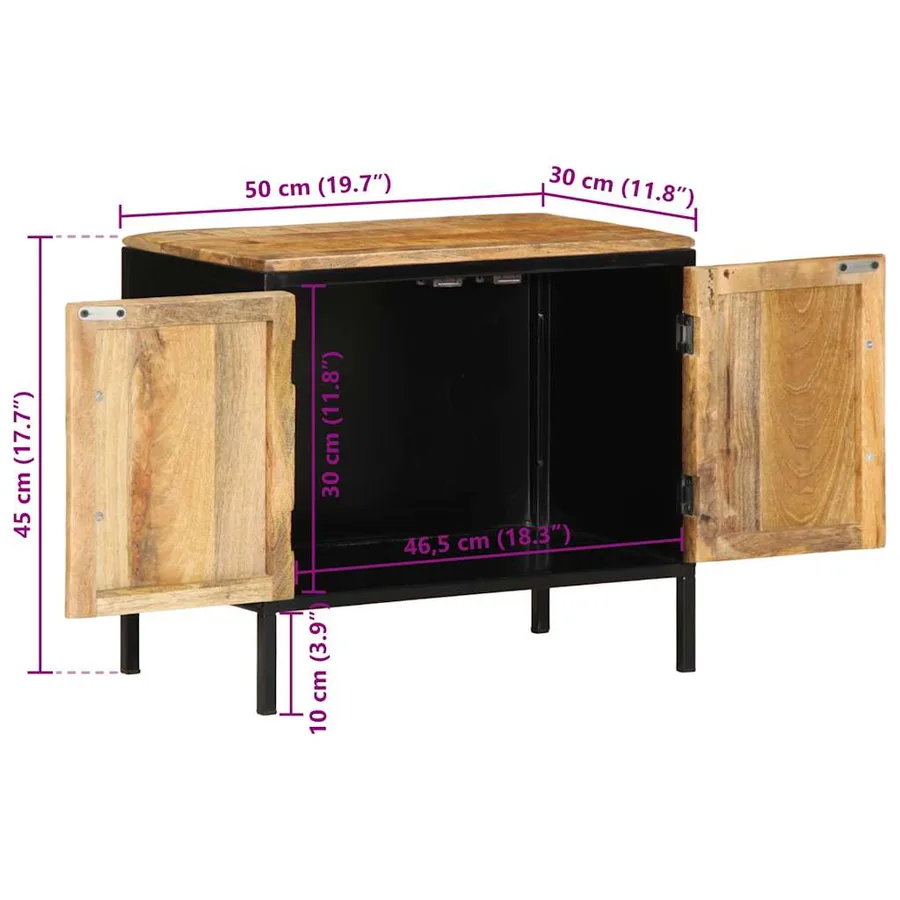 Cabinet de chevet Marron et Noir 50 x 30 x 45 cm - 13