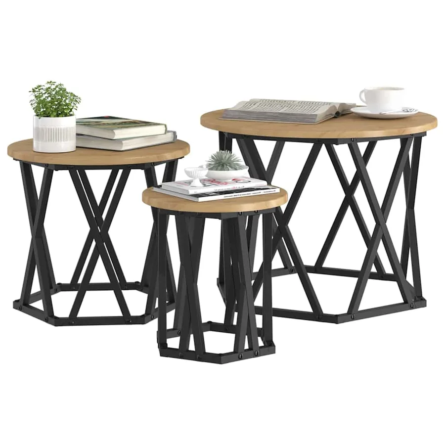 Table d'appoint empilable 3 pcs Chêne artisanal 53 x 53 x 40 cm - 3