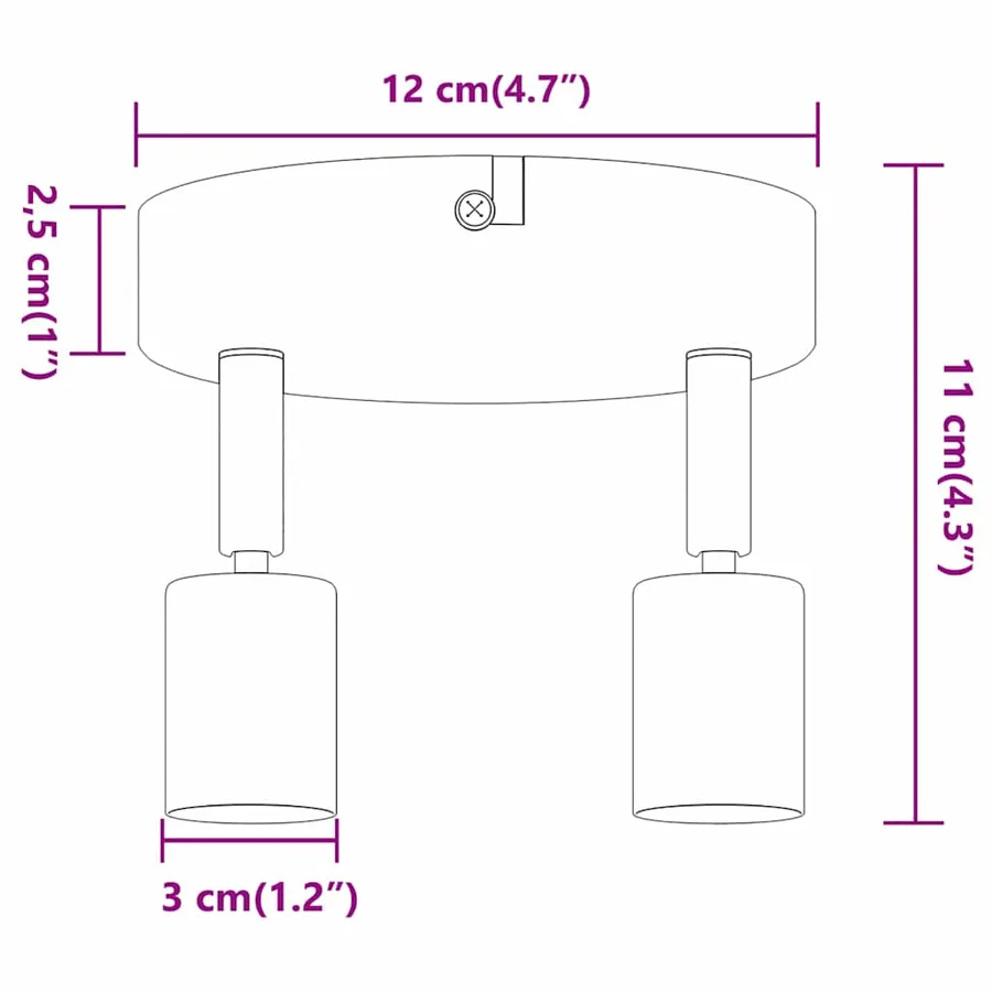 Spot de plafond avec des projecteurs Nickel 12 x 8 cm Acier - 14