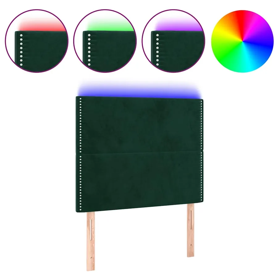 Tête de lit à LED Vert foncé 100x5x118/128 cm Velours - 2