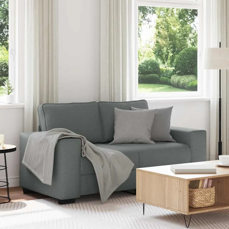 Canapé à 2 places gris foncé 160x77x82 cm tissu