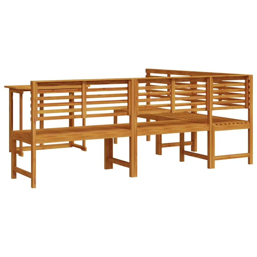 Ensemble de banc de jardin 4 pcs Marron Bois d'Acacia Massif - 10