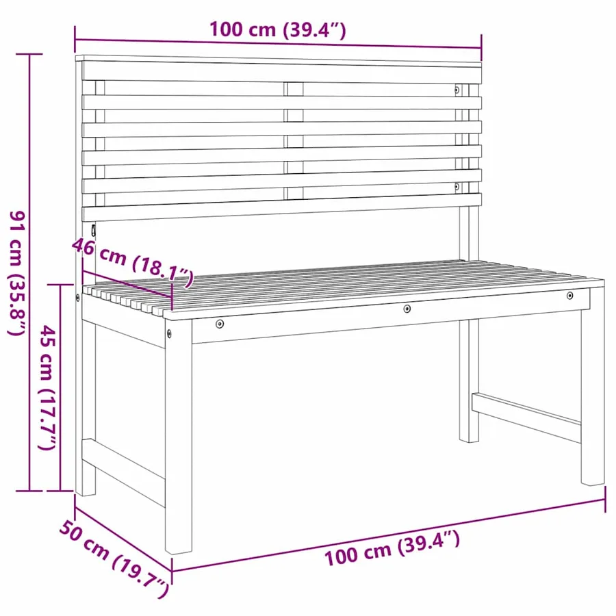 Ensemble de banc de jardin 4 pcs Marron Bois d'Acacia Massif - 13