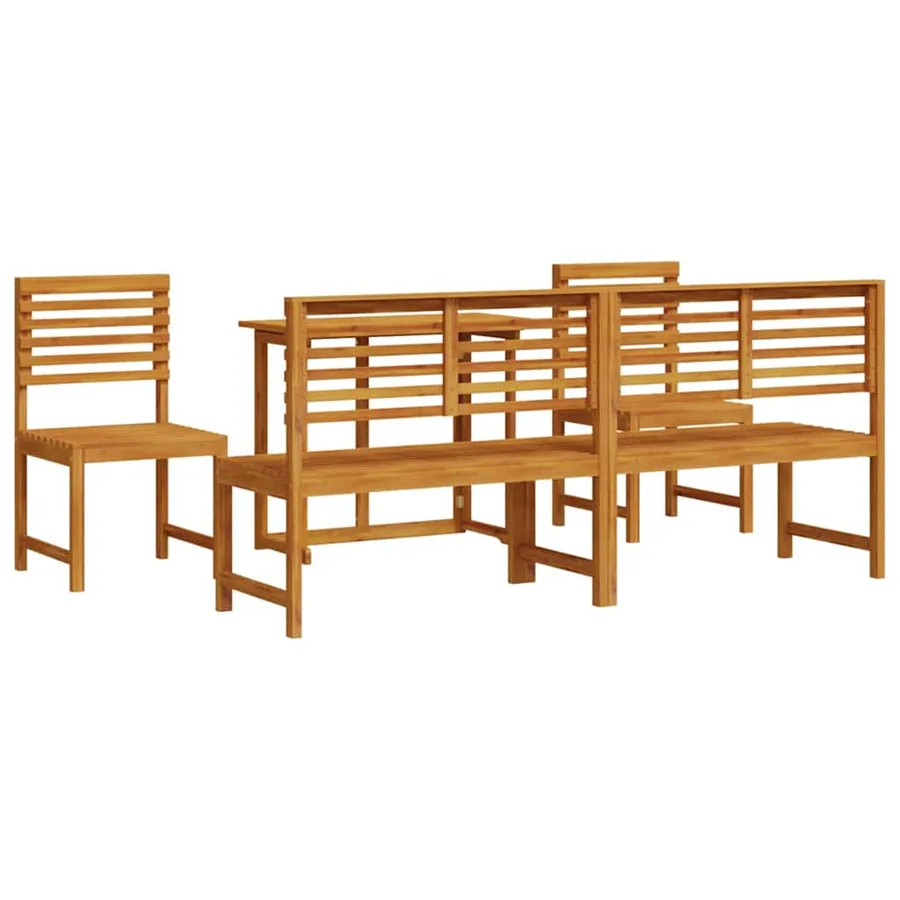 Ensemble bistro de jardin 5 pcs Marron Bois d'Acacia Massif - 8