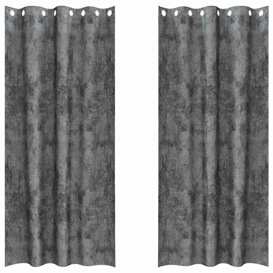 Rideaux en velours 2 pcs Gris 245 x 140 cm Velours - 2