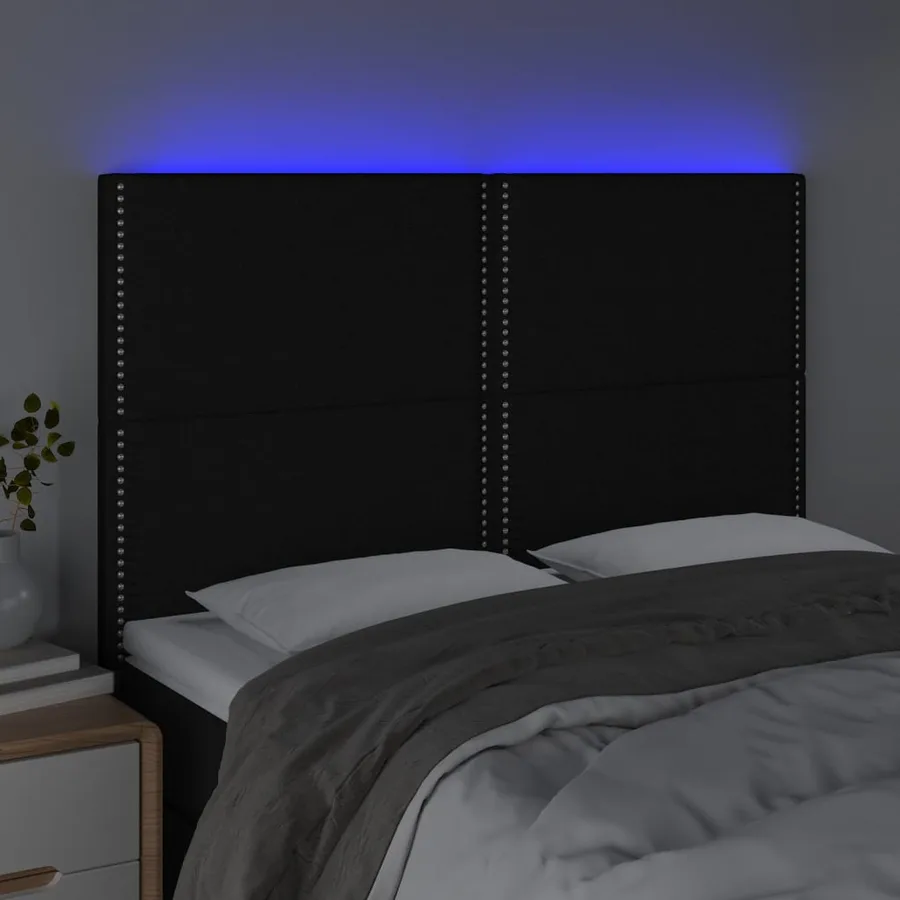 Tête de lit à LED Noir 144x5x118/128 cm Tissu - 3