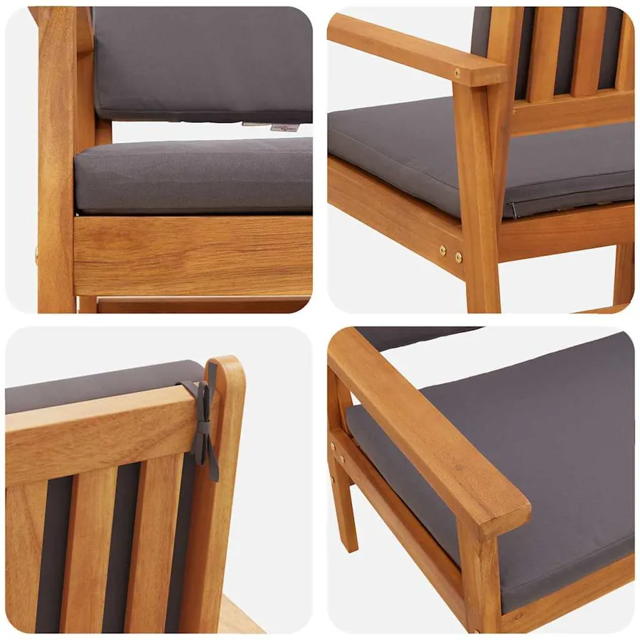 Chaise de jardin 2 pcs Anthracite Bois d'Acacia Massif - 8
