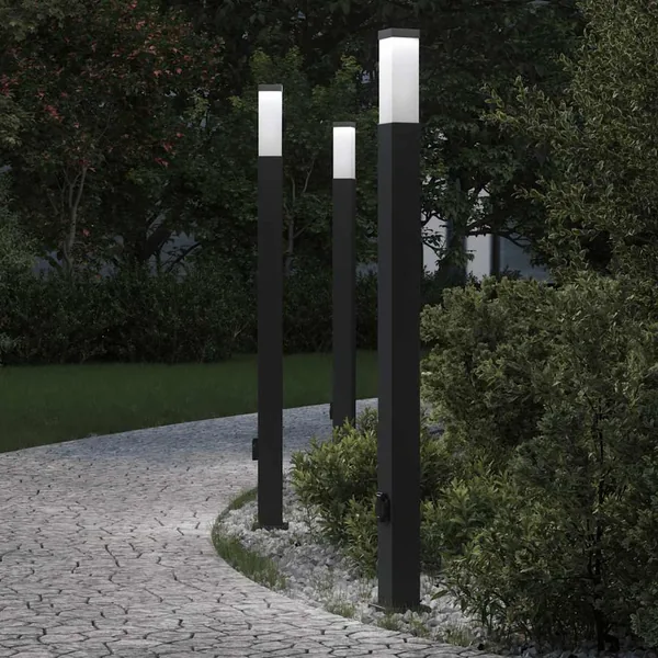Borne lumineuse avec sortie lot de 3 110 cm noire IP44