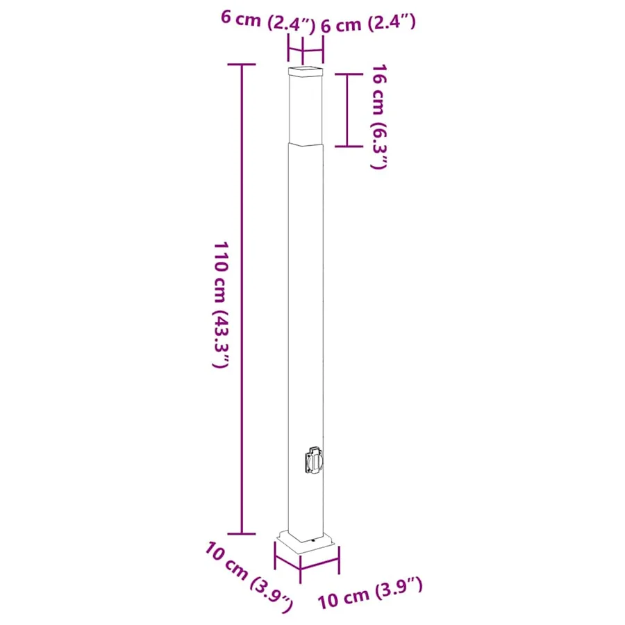 Borne lumineuse avec sortie lot de 3 110 cm noire IP44 - 11