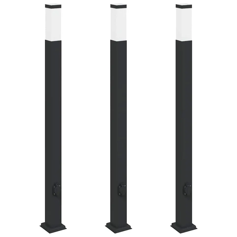 Borne lumineuse avec sortie lot de 3 110 cm noire IP44 - 2
