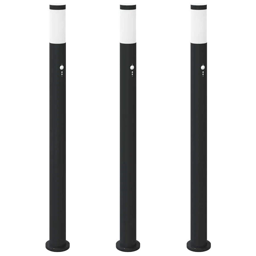 Bornes lumineuses avec détecteur lot de 3 110 cm acier inoxydable IP44 - 2