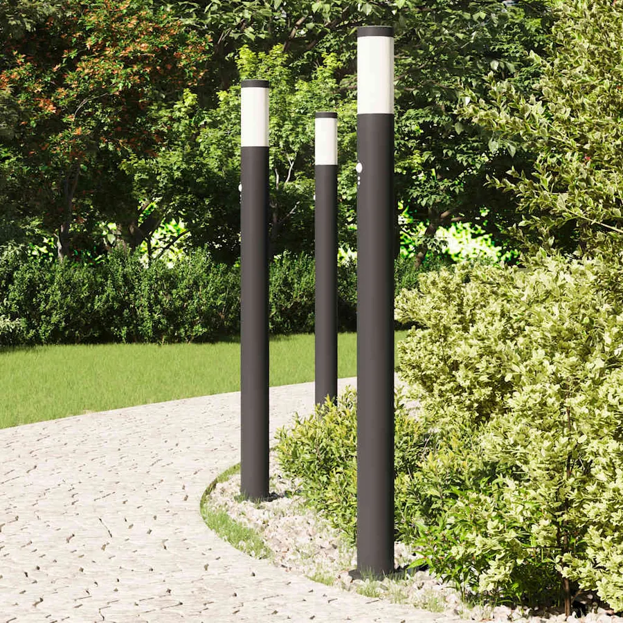 Bornes lumineuses avec détecteur lot de 3 110 cm acier inoxydable IP44 - 3