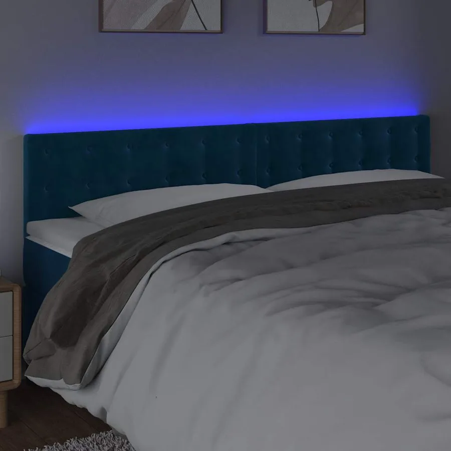 Tête de lit à LED Bleu foncé 200x5x78/88 cm Velours - 3