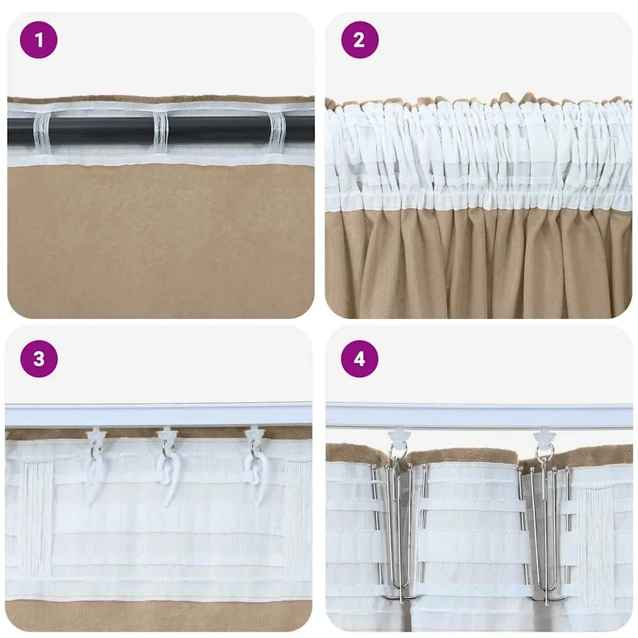 Rideaux en velours 2 pcs Champagne 245 x 140 cm Velours - 7