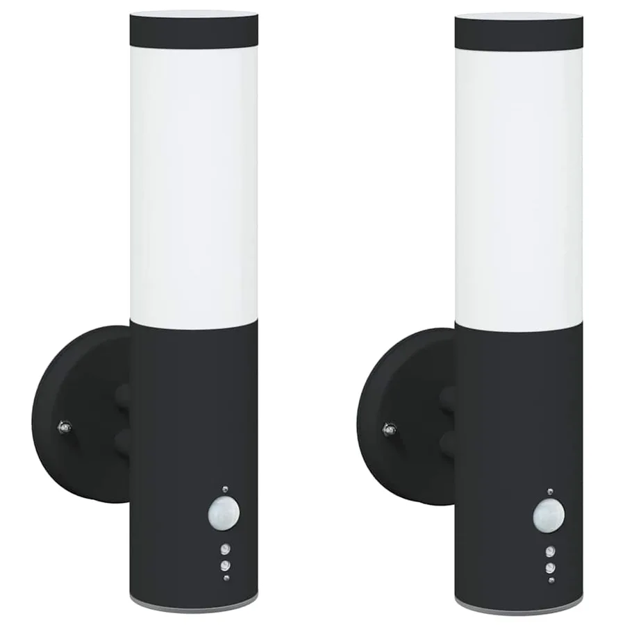 Applique Murale Extérieure 2 pcs Noir 15 x 7,5 x 33 cm - 2