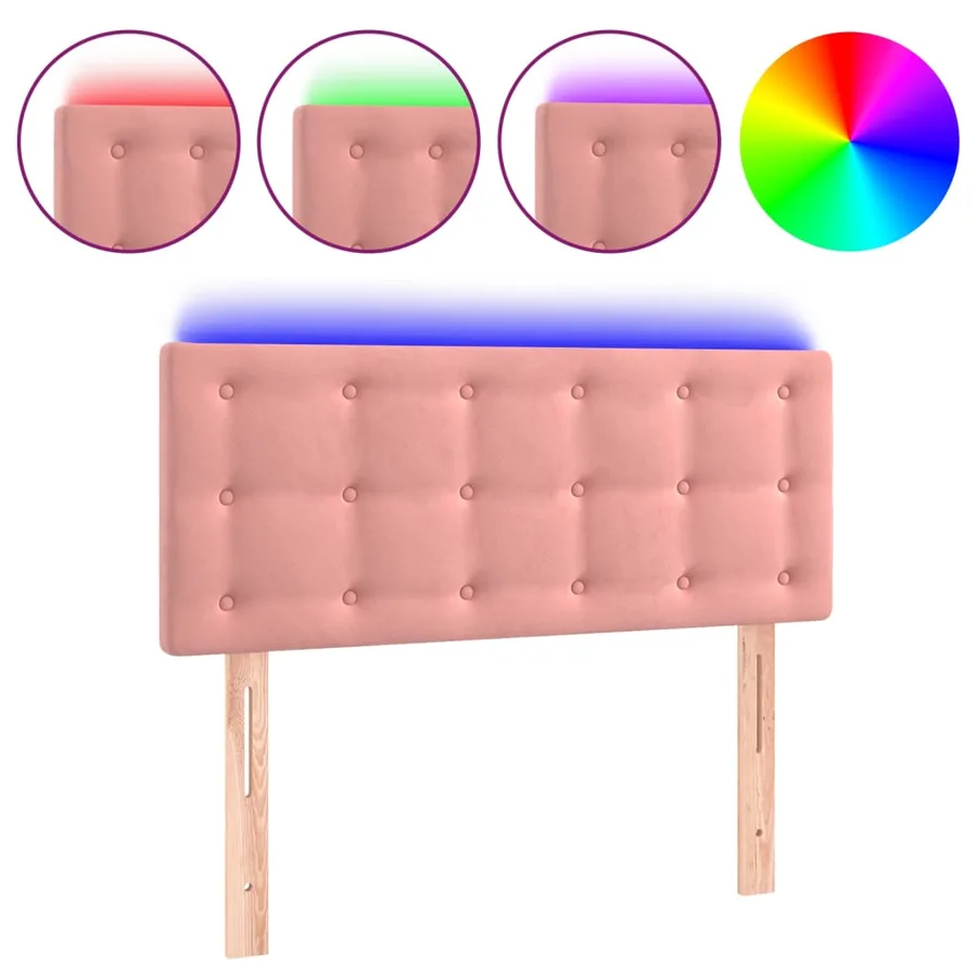 Tête de lit à LED Rose 100x5x78/88 cm Velours - 2