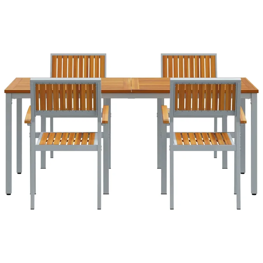 Ensemble de salle à manger pour jardin 5 pcs Gris - 7