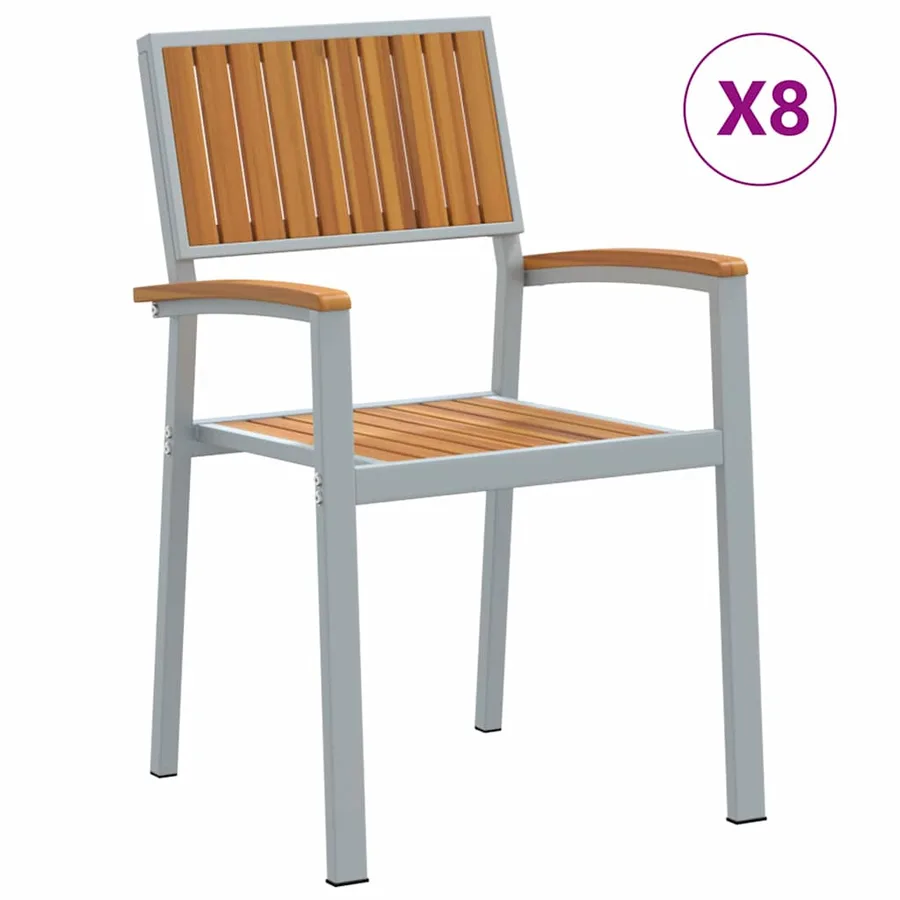 Chaise empilable 8 pcs Marron 56 x 57 x 87 cm - 2