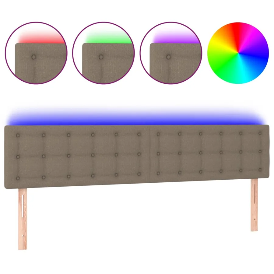 Tête de lit à LED Taupe 200x5x78/88 cm Tissu - 2