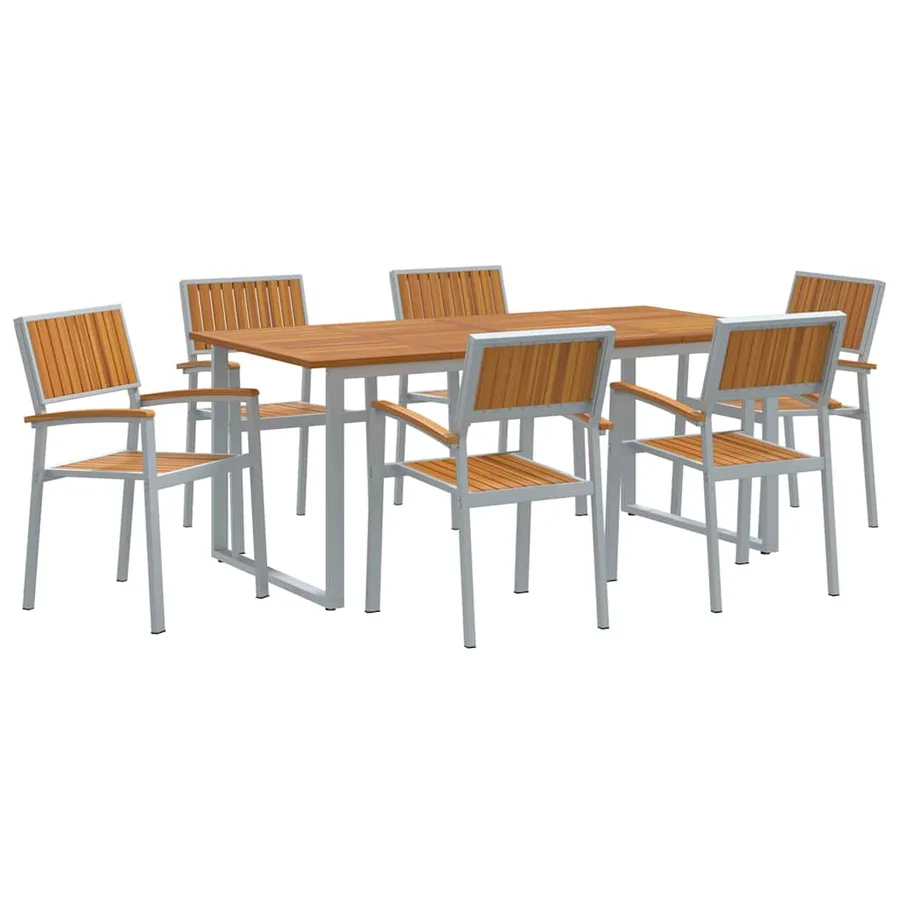 Ensemble de salle à manger pour jardin 7 pcs Gris - 2