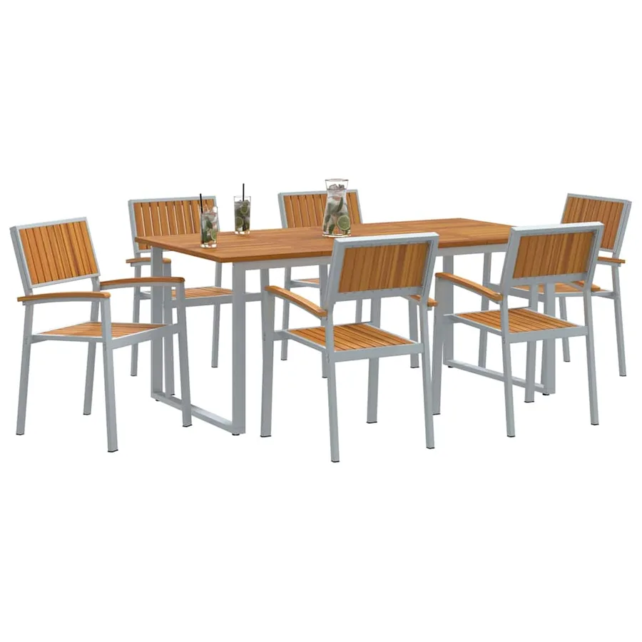 Ensemble de salle à manger pour jardin 7 pcs Gris - 3